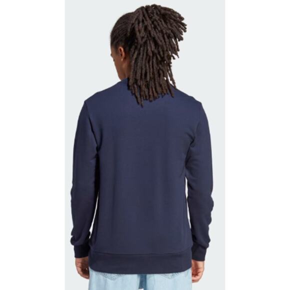 Adidas Mens Small Essentials French Terry Logo Sweatshirt Black Pullover Crew - Picture 2 of 8